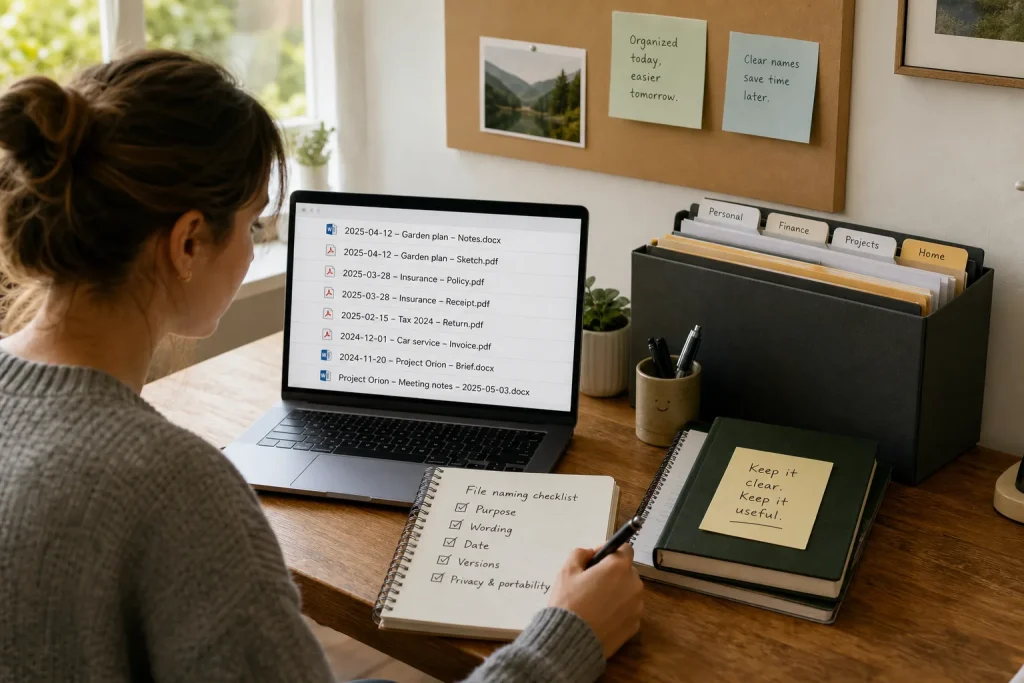 AI-generated editorial illustration for A Simple System for Naming Digital Files